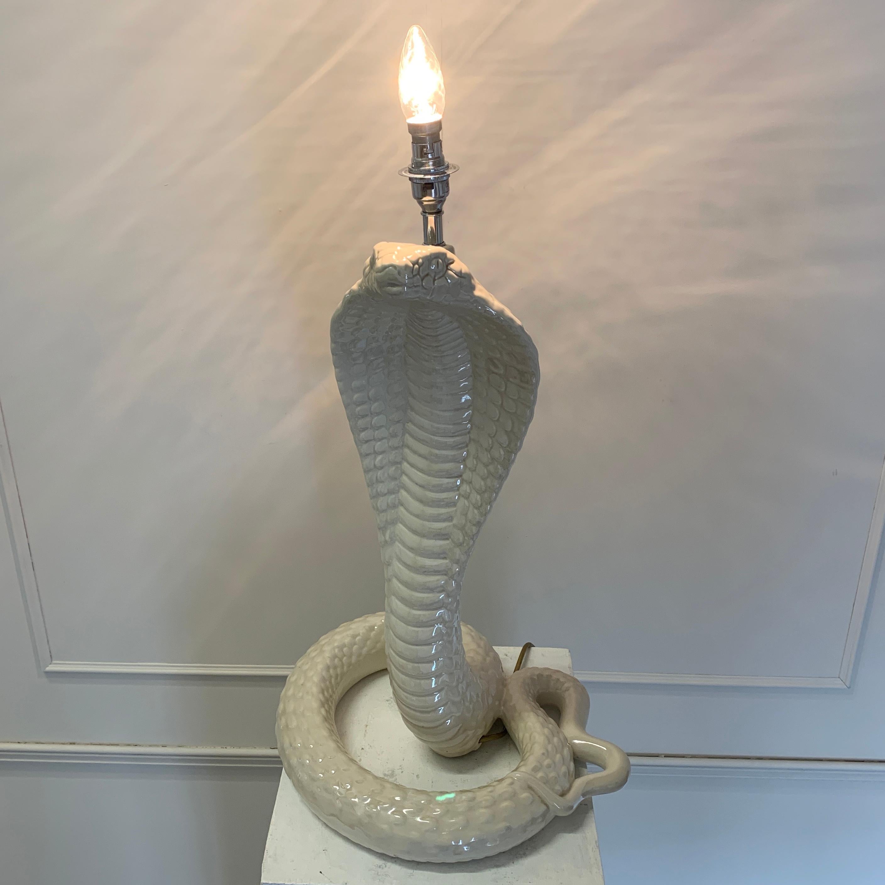 Ceramic Tommaso Barbi Cobra Table Lamp, Italy, 1970s