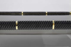 Tommaso Barbi Cocktail Table in Black Ceramic with Brass Trim