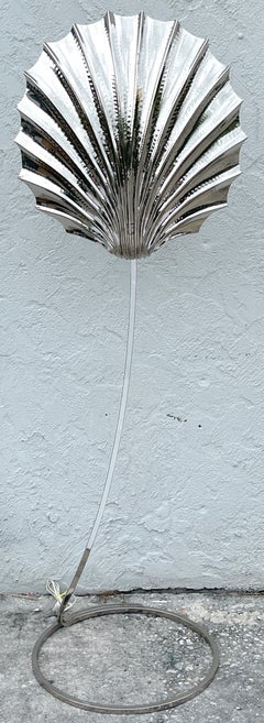 Tommaso Barbi 'Conchiglia' (Shell)  Nickel Floor Lamp, c. 1970