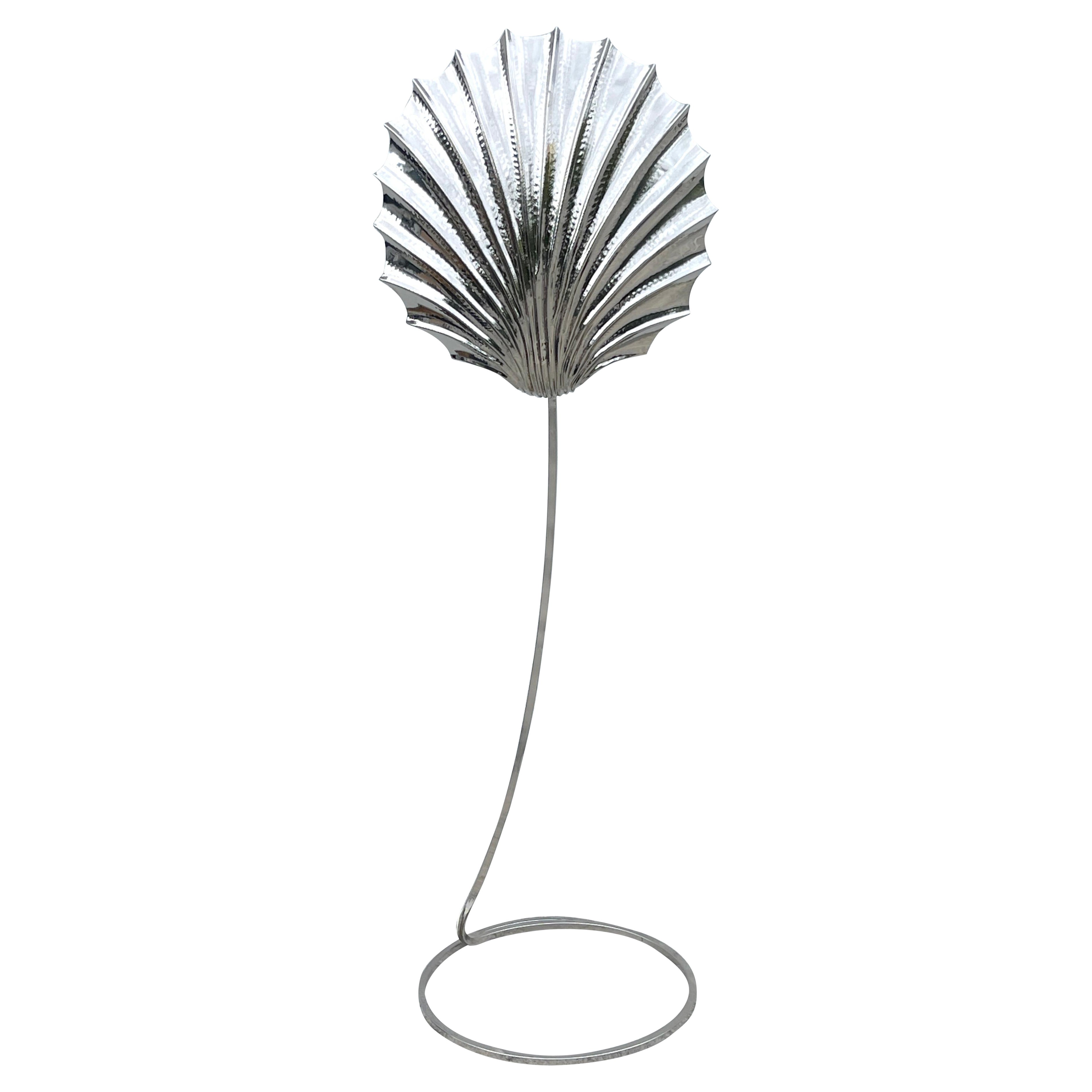 Tommaso Barbi 'Conchiglia' (Shell)  Nickel Floor Lamp, c. 1970