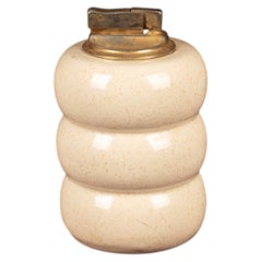 Tommaso Barbi Speckled Ceramic and Brass Table Lighter, 1970