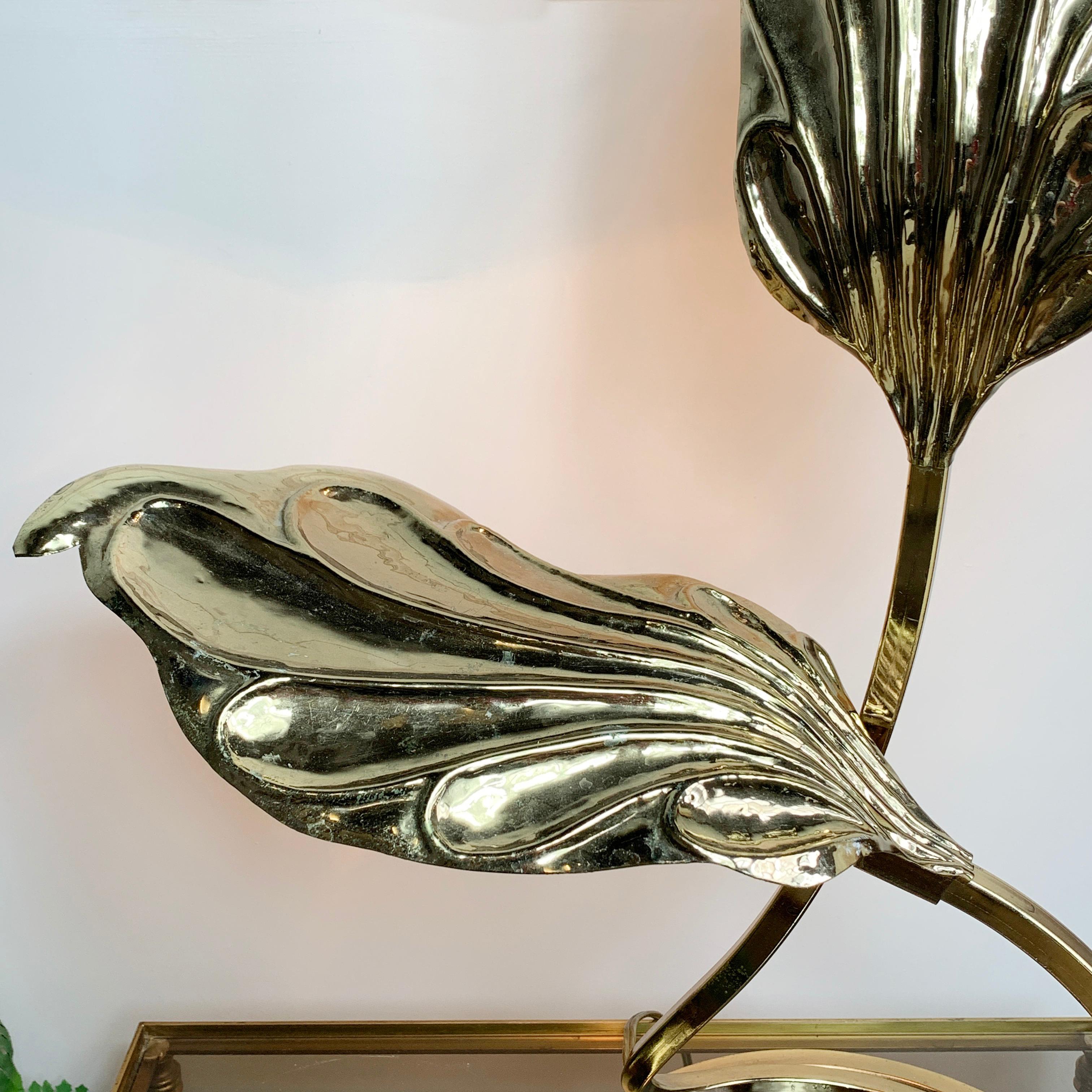 Mid-Century Modern Tommaso Barbi Gold Double Leaf Lamp For Sale