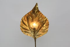 Tommaso Barbi Famous Italian Brass Leaf-Shaped “Foglia” Floor Lamp 1970s