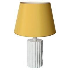 Tommaso Barbi Faux Bamboo White Ceramic Large Table Lamp, Italia 1970s