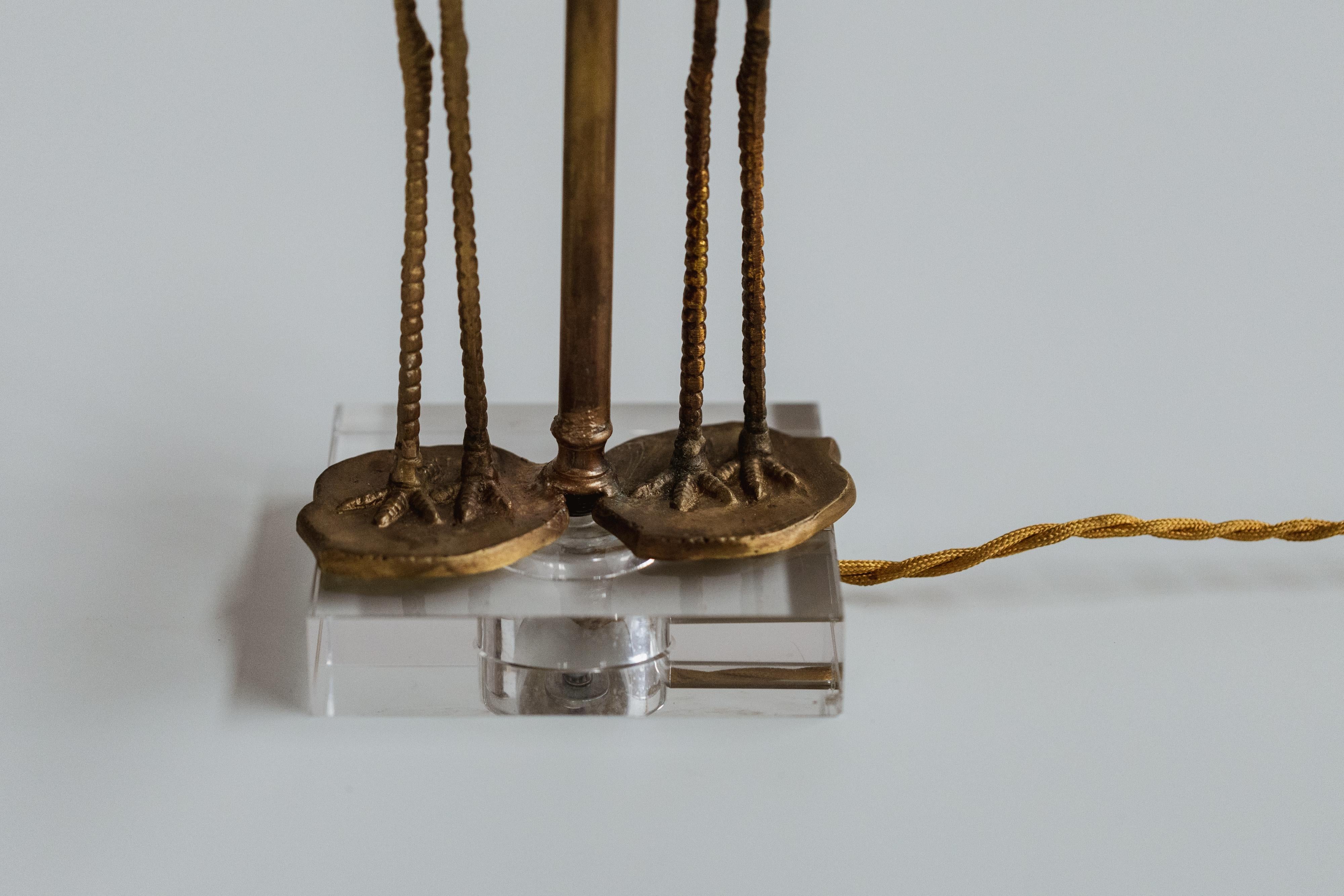Brass Tommaso Barbi “Flamingo” Table Lamp, 1970 For Sale