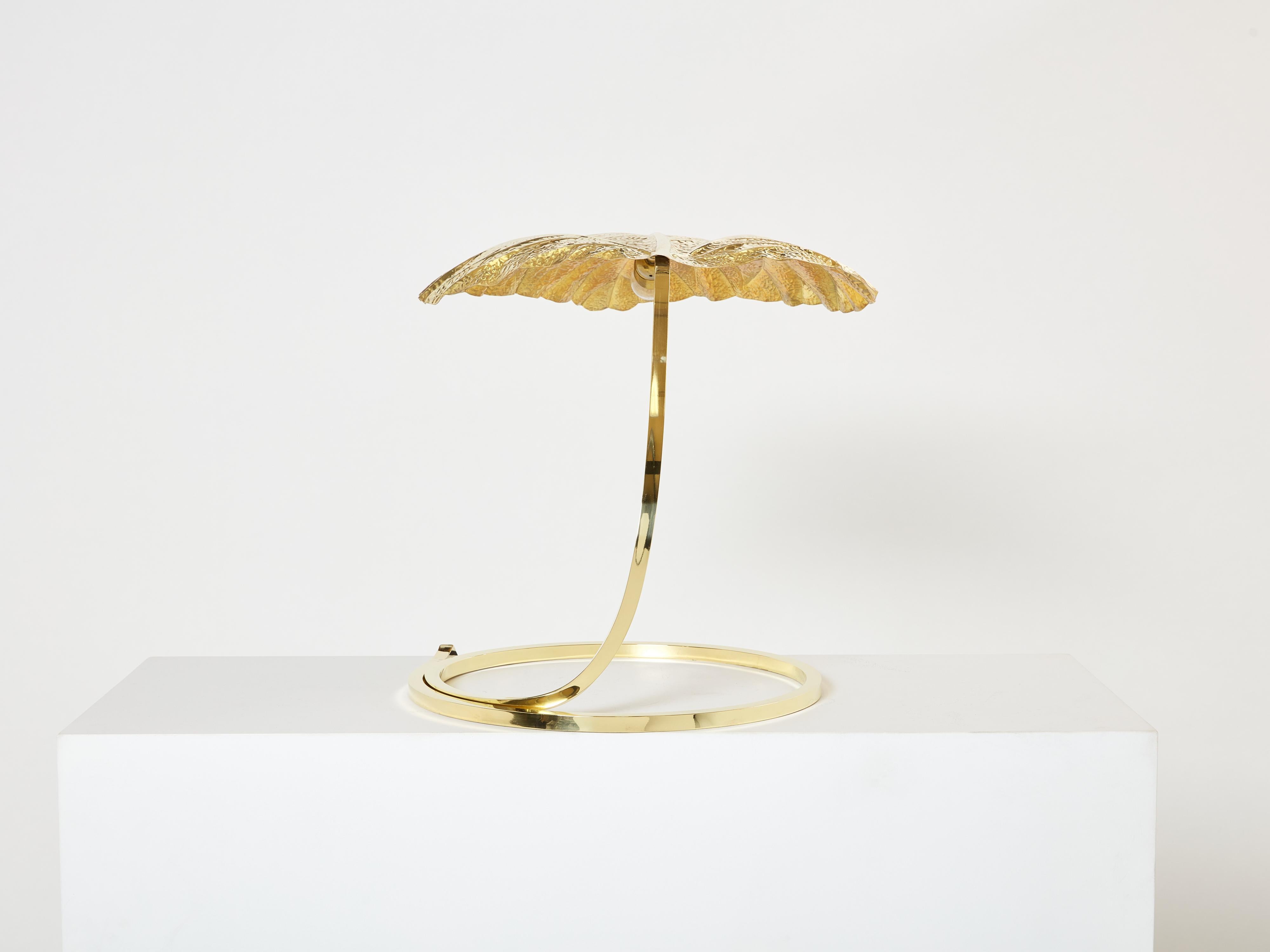 Late 20th Century Tommaso Barbi for Bottega Gadda Rhubarb Brass Table Lamp, 1970s For Sale