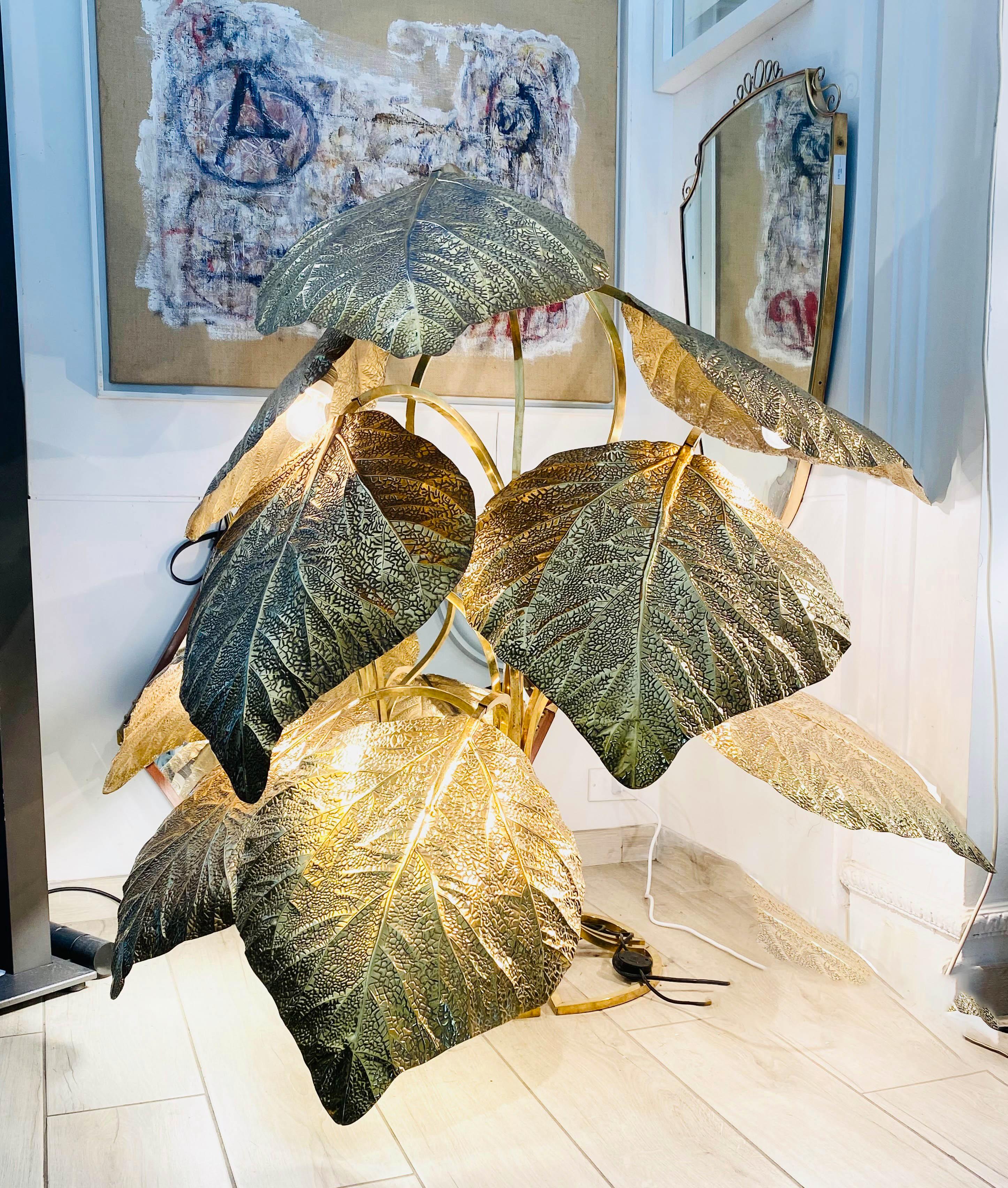 Mid-Century Modern Tommaso Barbi for Bottega Gadda Rhubarb Leaves Floor Lamp, Italy, 1970s
