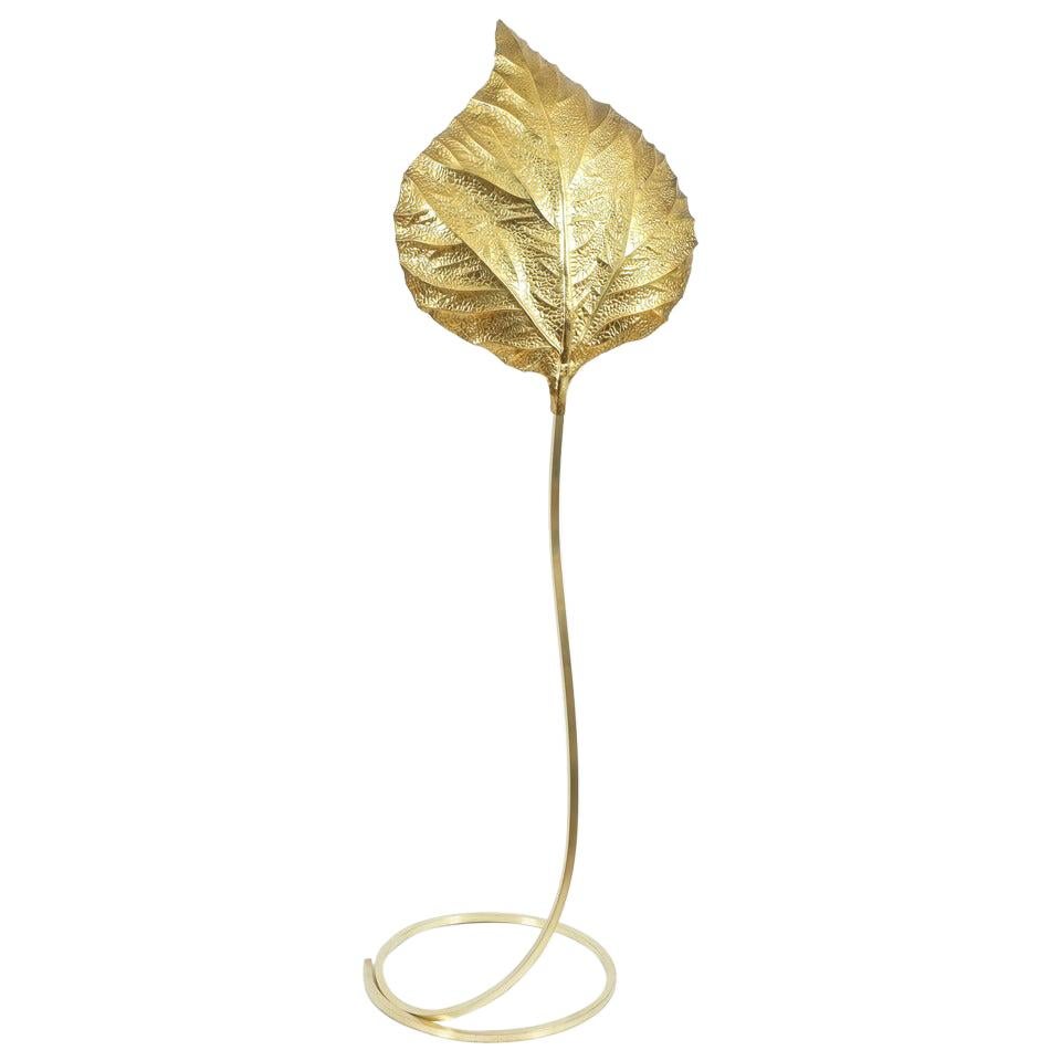Tommaso Barbi Giant Leaf Brass Floor Lamp Foglia