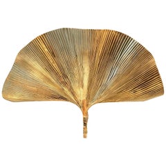 Lampe murale Tommaso Barbi Ginkgo en laiton, datant d'environ 1970