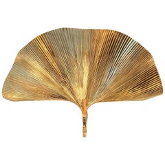 Tommaso Barbi Ginkgo Wall Lamp in Brass, circa 1970