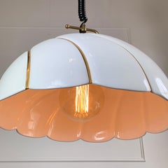 Tommaso Barbi Huge White and Gold Ceramic Lamp Shade