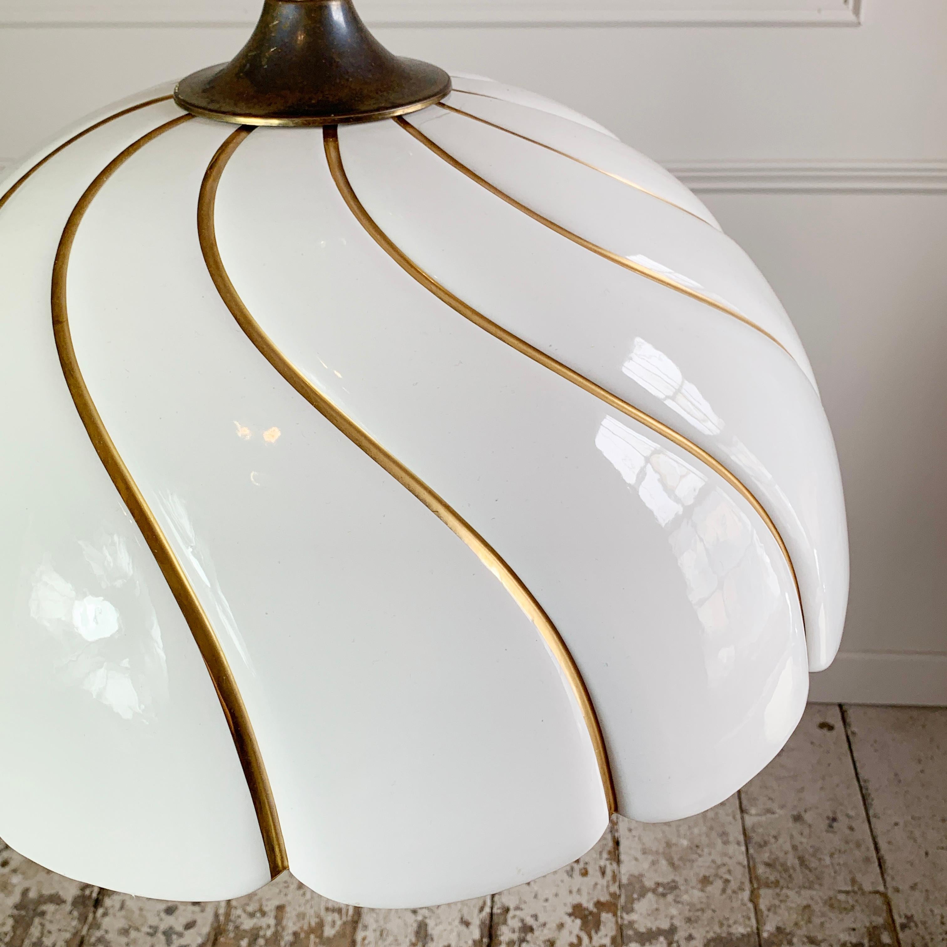 Tommaso Barbi Huge White and Gold Ceramic Lamp Shade In Good Condition For Sale In Hastings, GB