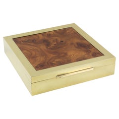 Tommaso Barbi Italy Brass and Burl Wood Box