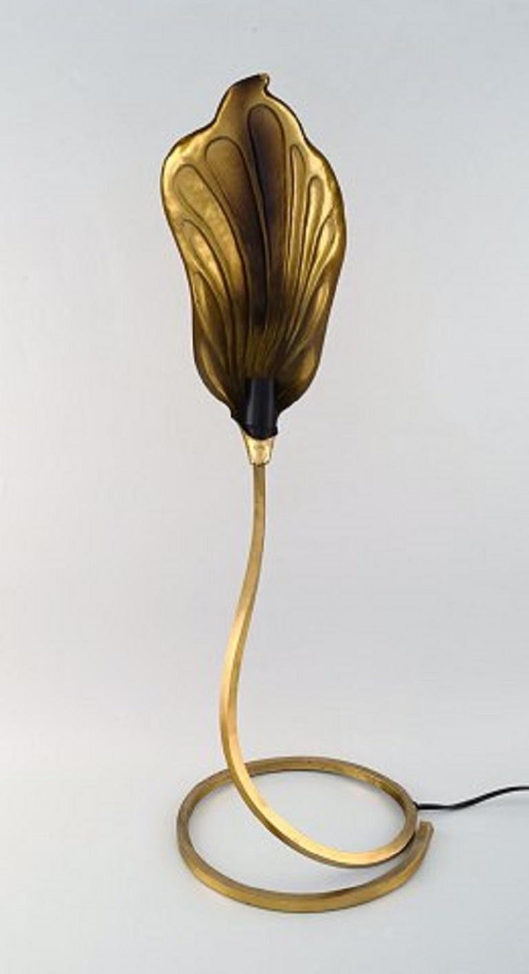 Tommaso Barbi, Italy, Leaf-Shaped Table Lamp in Brass, Mid-20th Century 2