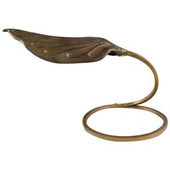 Tommaso Barbi, Italy, Leaf-Shaped Table Lamp in Brass, Mid-20th Century