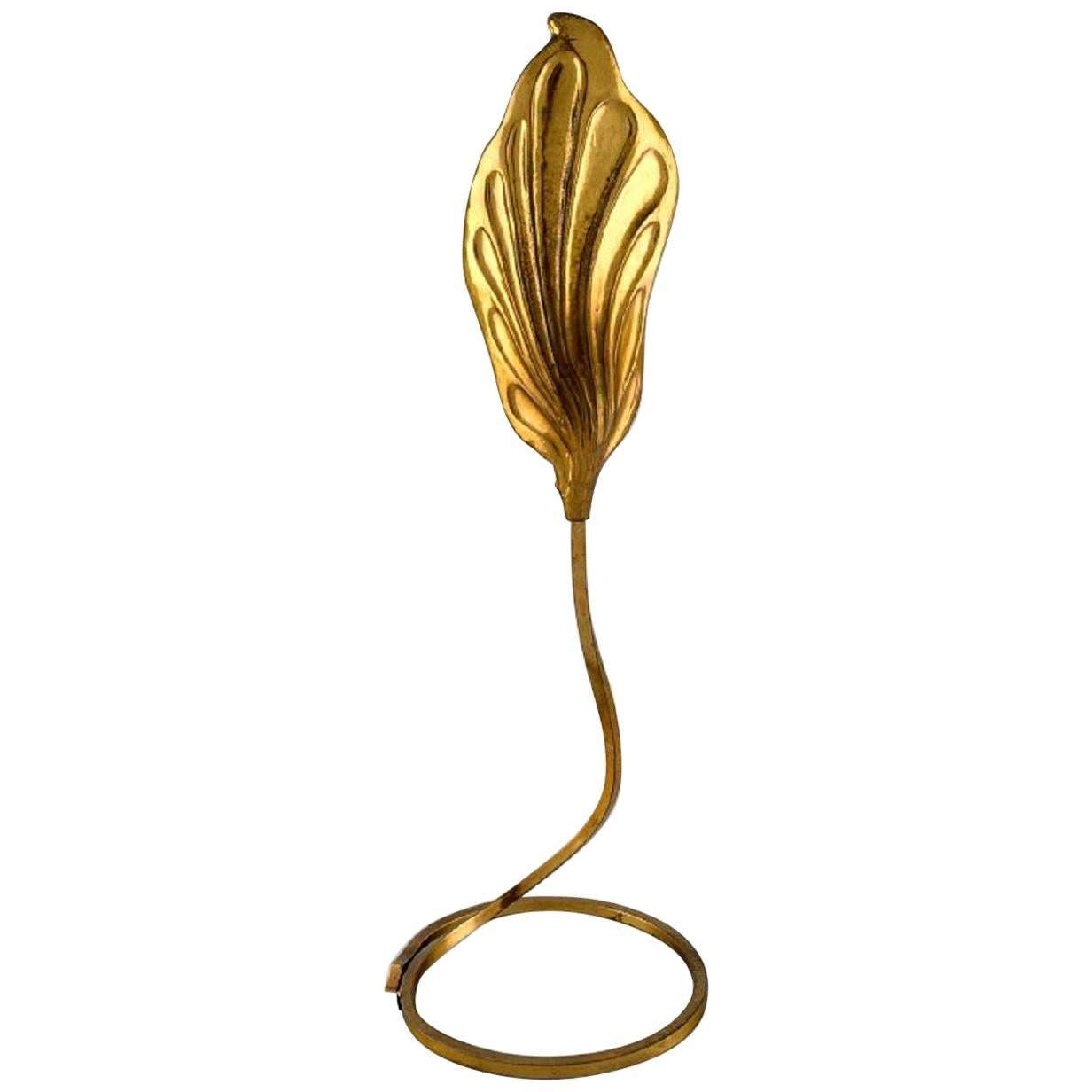 Tommaso Barbi, Italy, Leaf-Shaped Table Lamp in Brass, Mid-20th Century