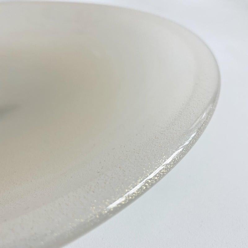Italian Tommaso Barbi, Italy White Murano Glass Shallow Bowl