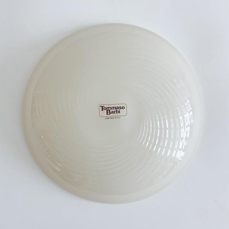 Tommaso Barbi, Italy White Murano Glass Shallow Bowl In Good Condition In West Palm Beach, FL