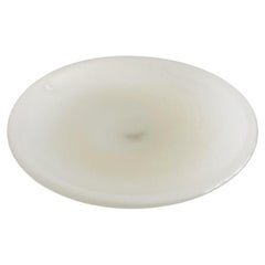 Vintage Tommaso Barbi, Italy White Murano Glass Shallow Bowl