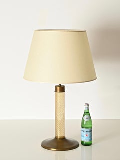 Tommaso Barbi Large Table Lamp in Murano Glass, 24K Gold and Brass, Italy 1960s