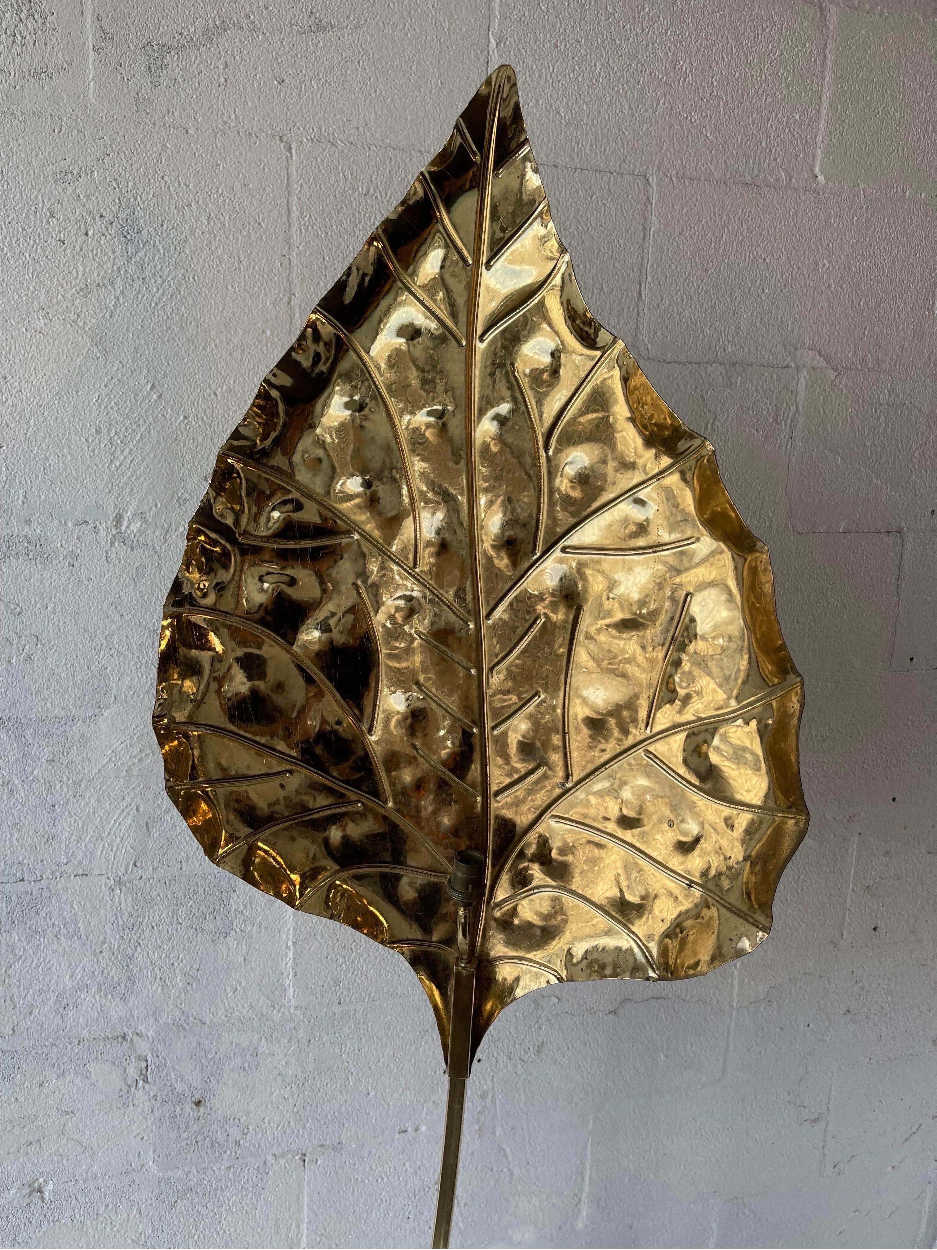 Tommaso Barbi Leaf Brass Italian Brass Floor Lamp For Sale 5