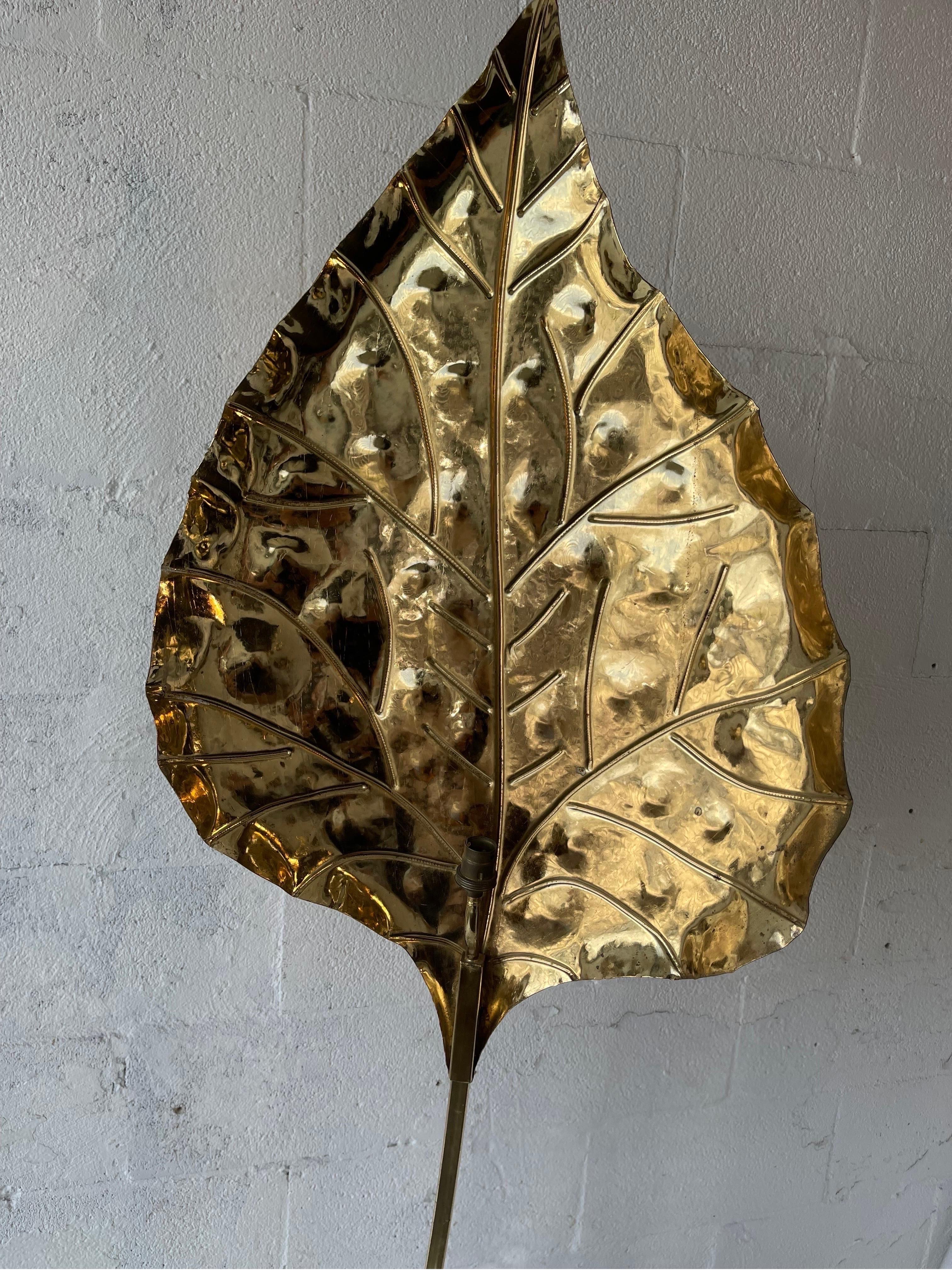 Tommaso Barbi Leaf Brass Italian Brass Floor Lamp For Sale 6