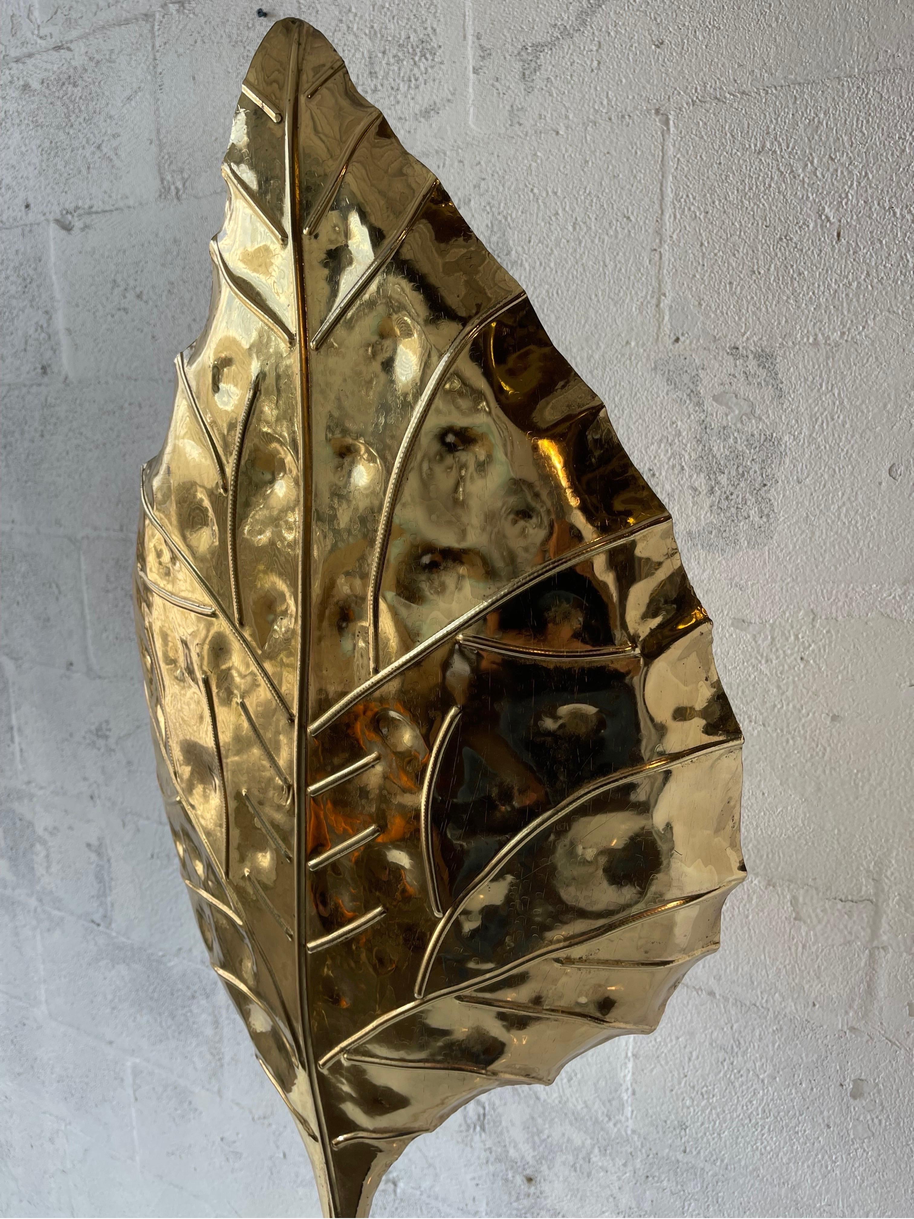 Tommaso Barbi Leaf Brass Italian Brass Floor Lamp For Sale 7