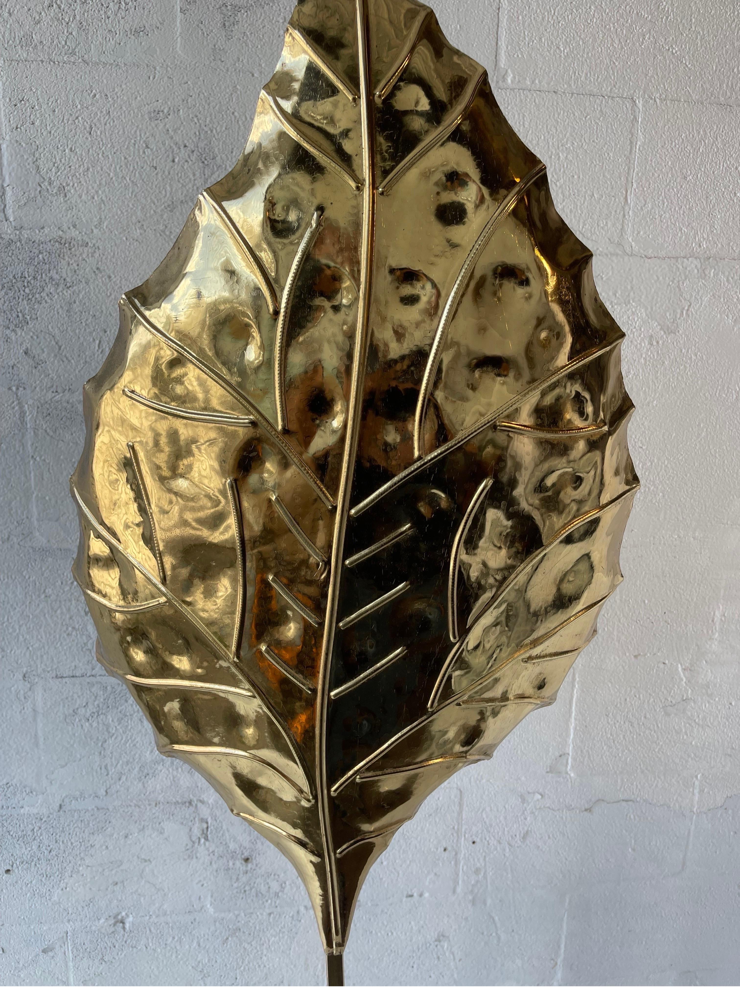Late 20th Century Tommaso Barbi Leaf Brass Italian Brass Floor Lamp For Sale