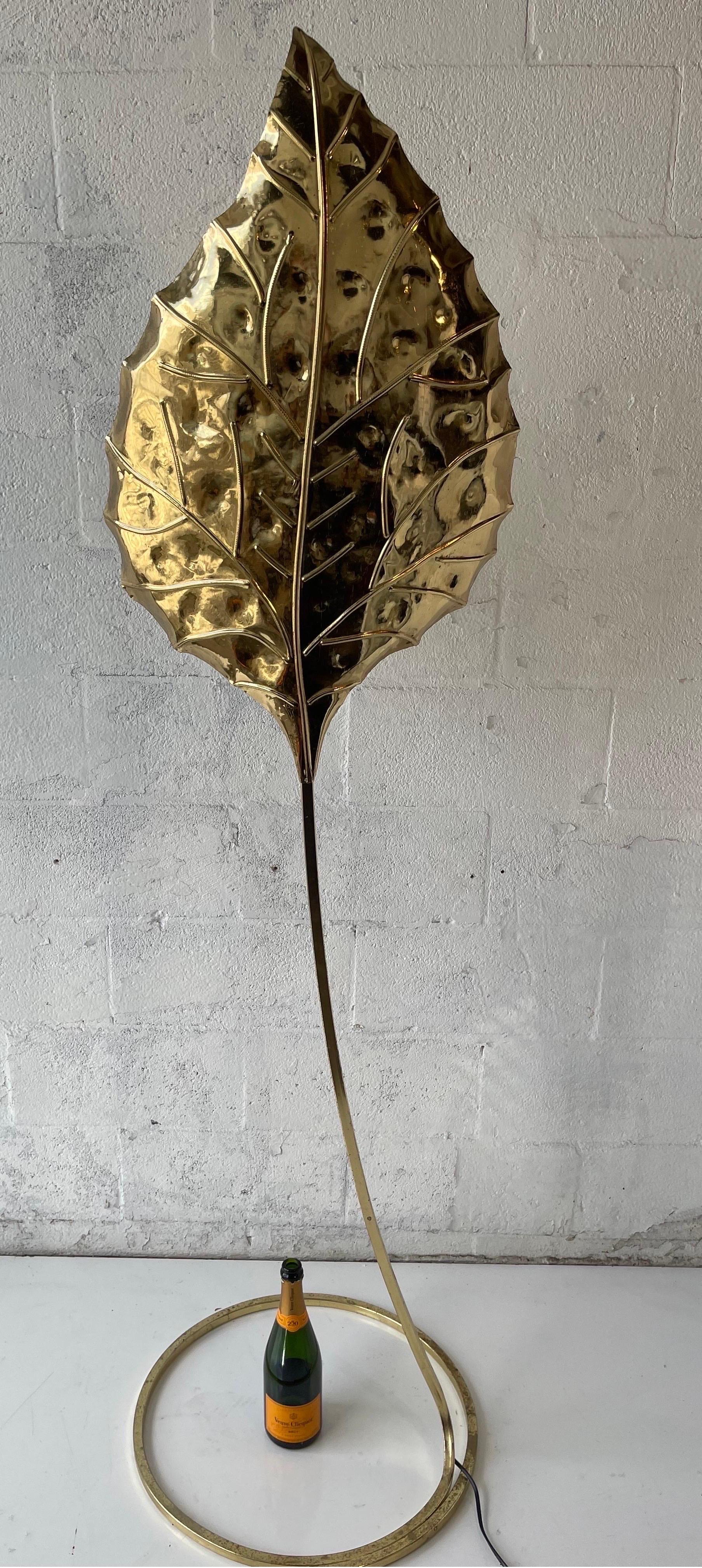 Tommaso Barbi Leaf Brass Italian Brass Floor Lamp For Sale 2