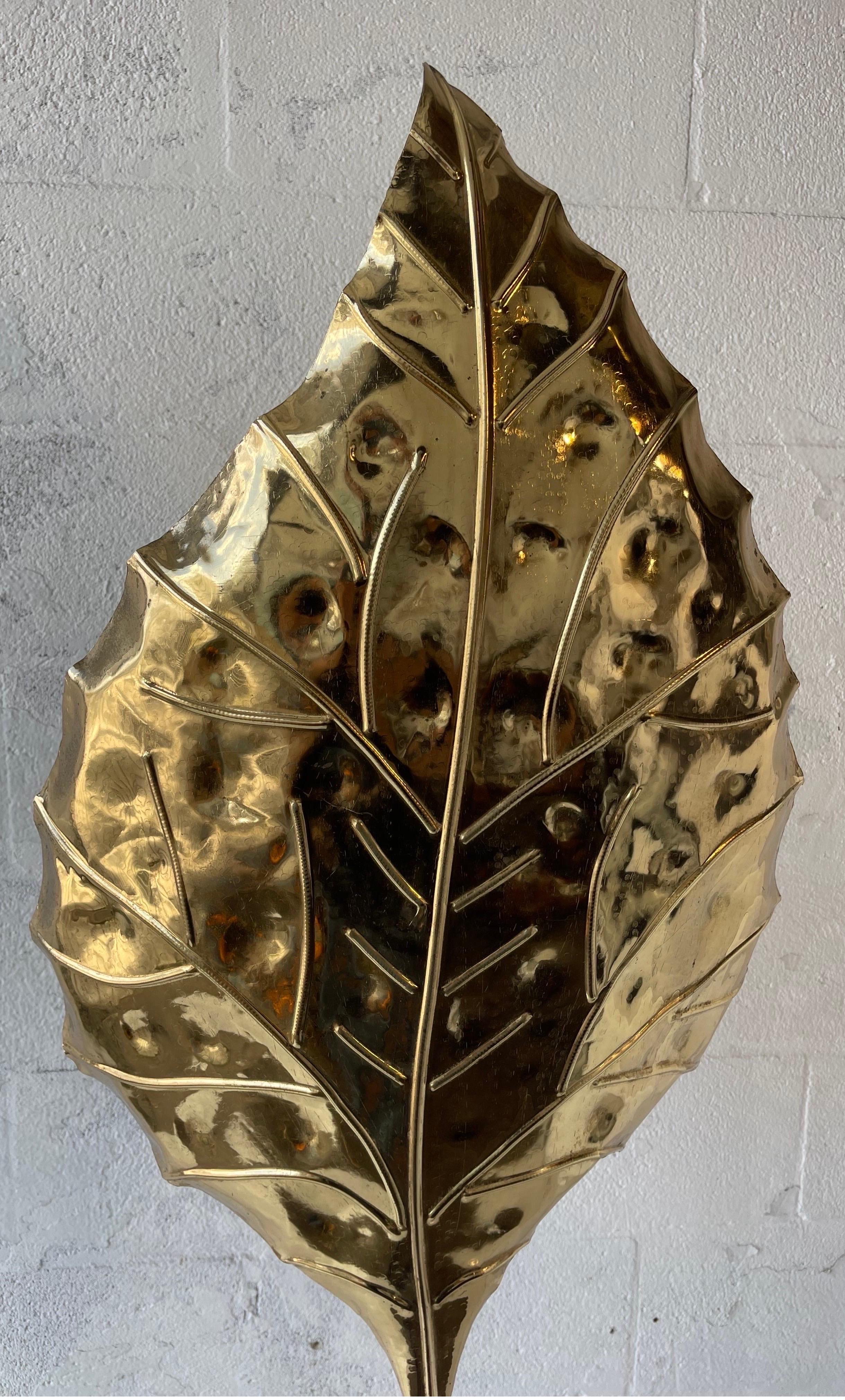 Tommaso Barbi Leaf Brass Italian Brass Floor Lamp For Sale 3