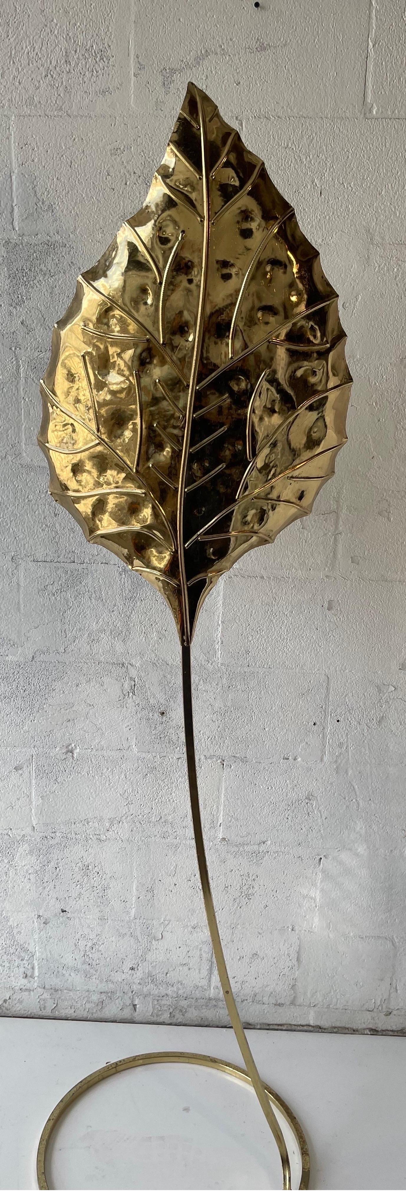Tommaso Barbi Leaf Brass Italian Brass Floor Lamp For Sale 4