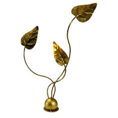 Tommaso Barbi Leaf Floor Lamp in Hammered Brass, Italy 1970s