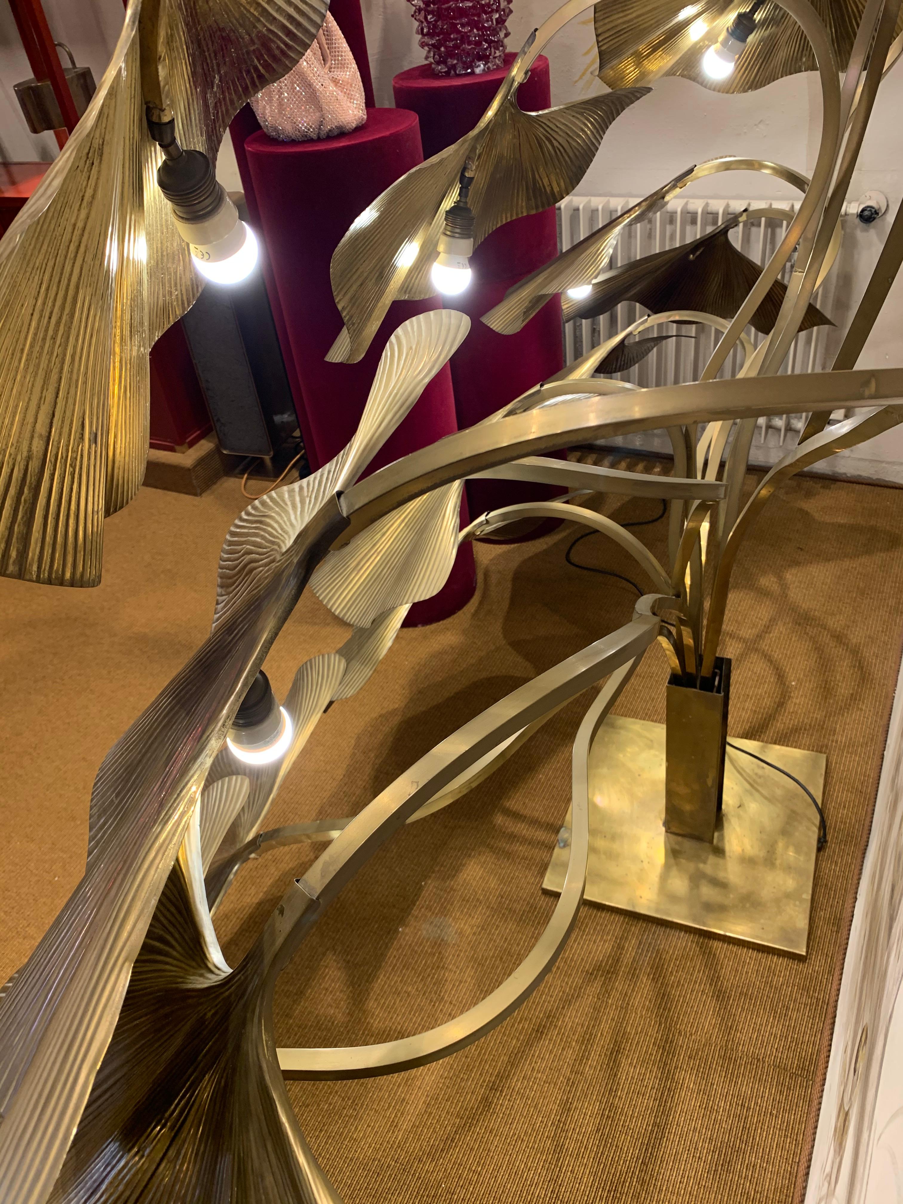 Tommaso Barbi Leaves Floor Lamp, Bottega Gadda Manufactured in 1970 circa, Brass 5