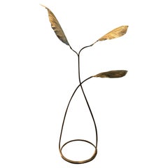 Tommaso Barbi, Made in Italy Floor Lamp, 1970s, Brass 3 Leafs