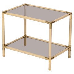Tommaso Barbi Metal, Brass and Smoked Glass Italian Coffee Table, 1970s