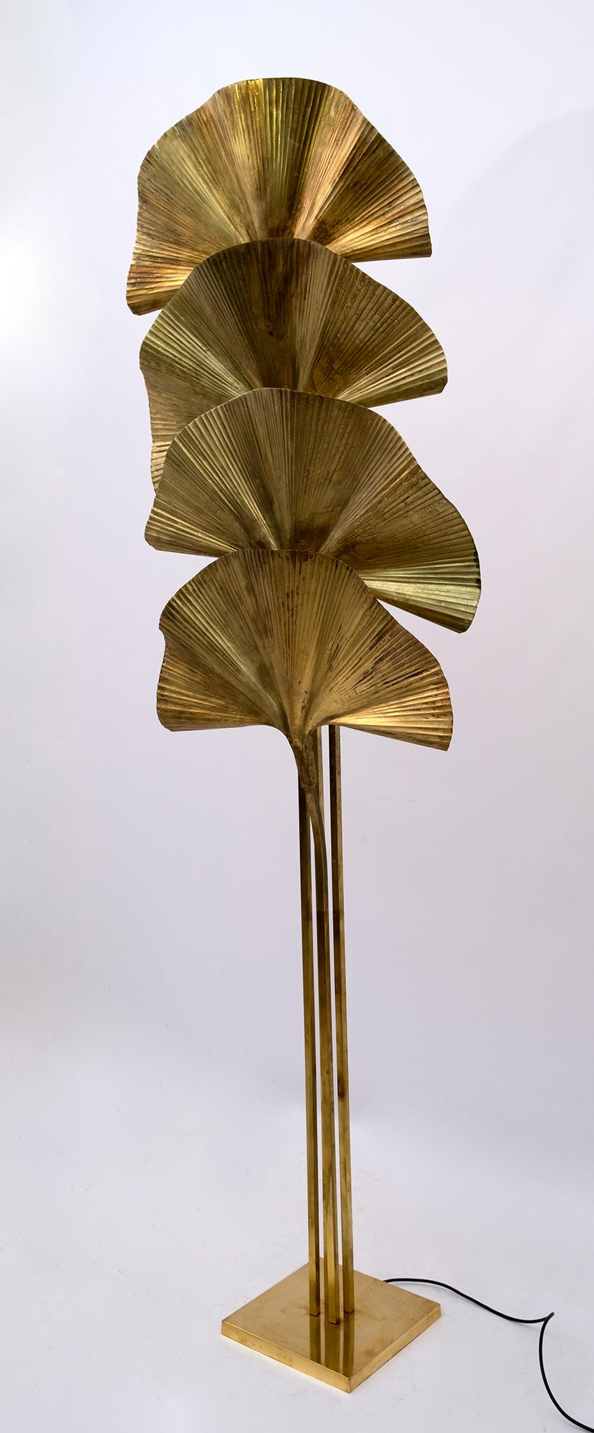 Late 20th Century Tommaso Barbi Mid-Century Modern Italian Brass Floor Lamp 