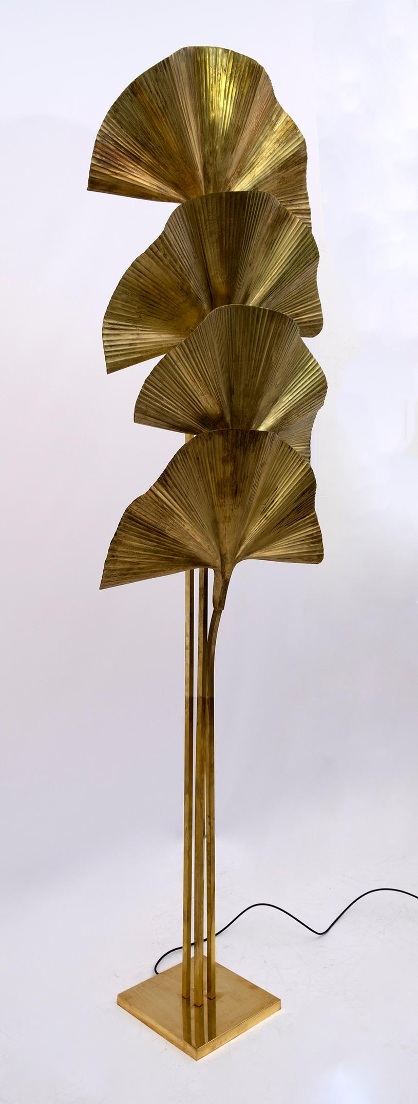 Fin du 20e siècle Tommaso Barbi lampadaire italien en laiton rose mi-siècle moderne, 1970 en vente