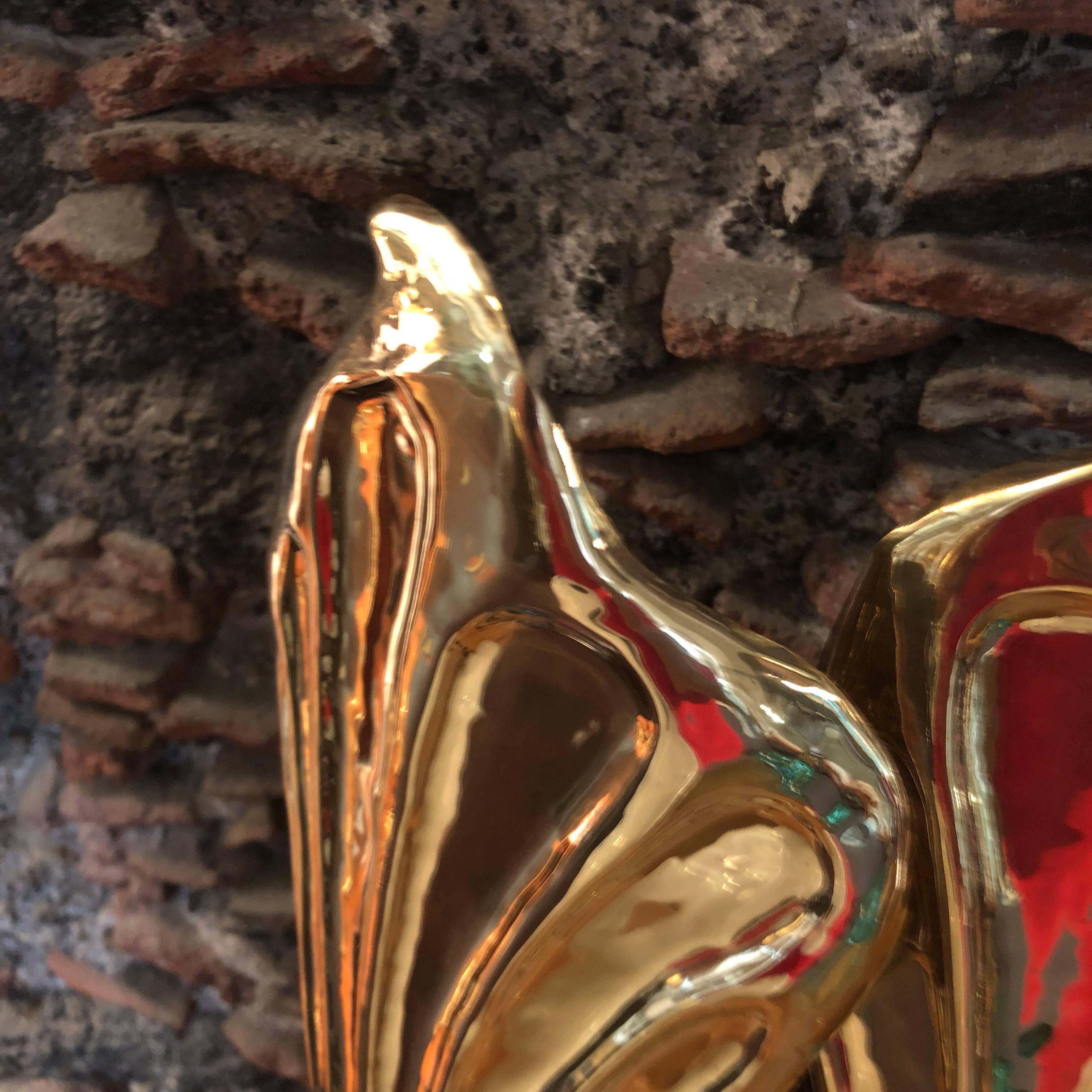 Tommaso Barbi Mid-Century Modern Italian Brass Leaf Wall Sconces 1960 3