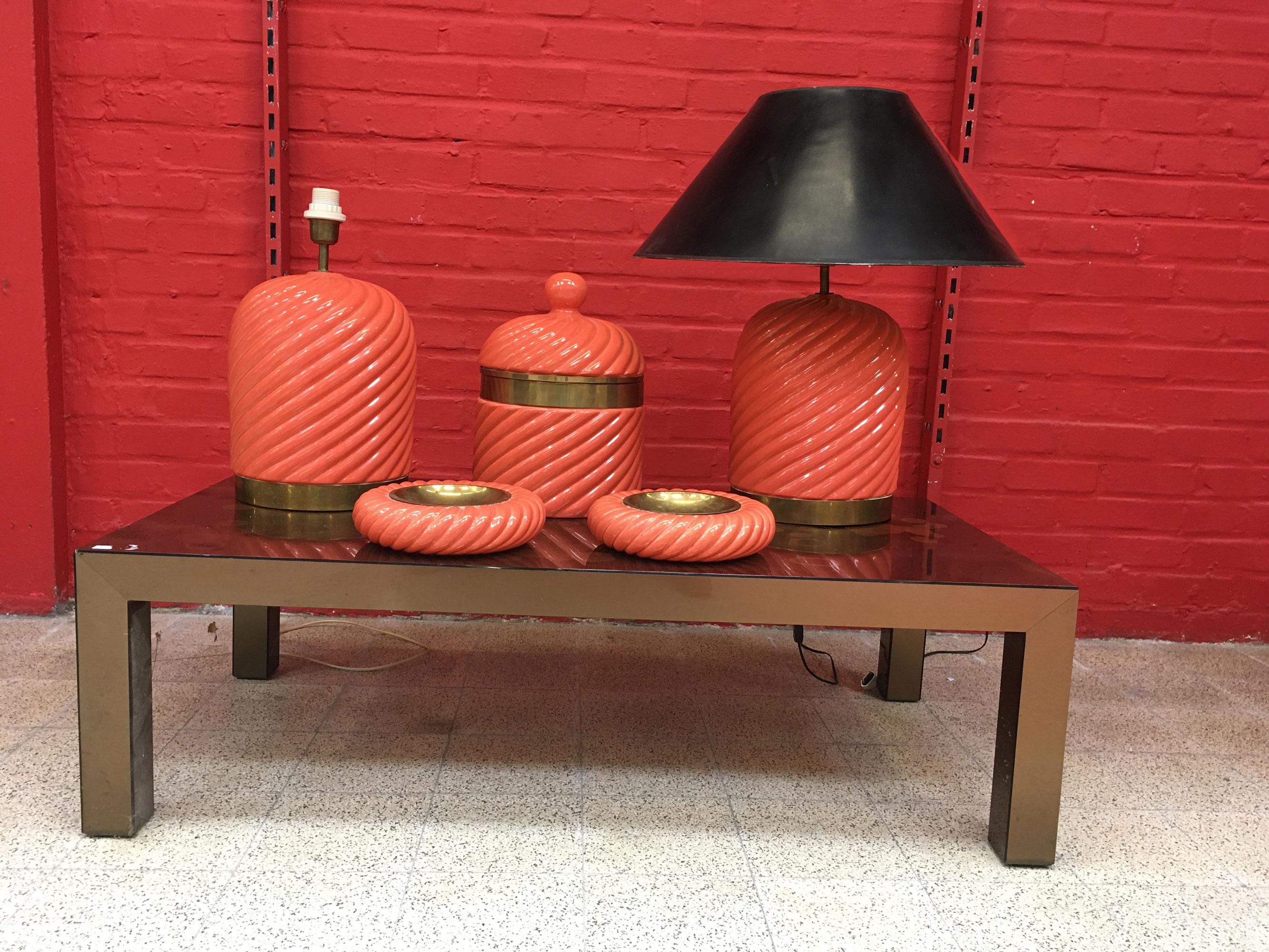 Tommaso Barbi Mid-Century Modern Italian two  Ceramic Table Lamps, circa 1970 For Sale 5