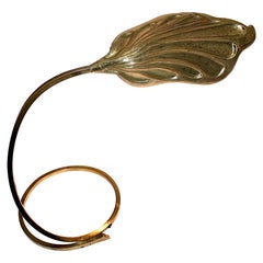 Tommaso Barbi Mid-Century Modern Vintage Brass Leaf Desk Lamp, 1970s, Italy