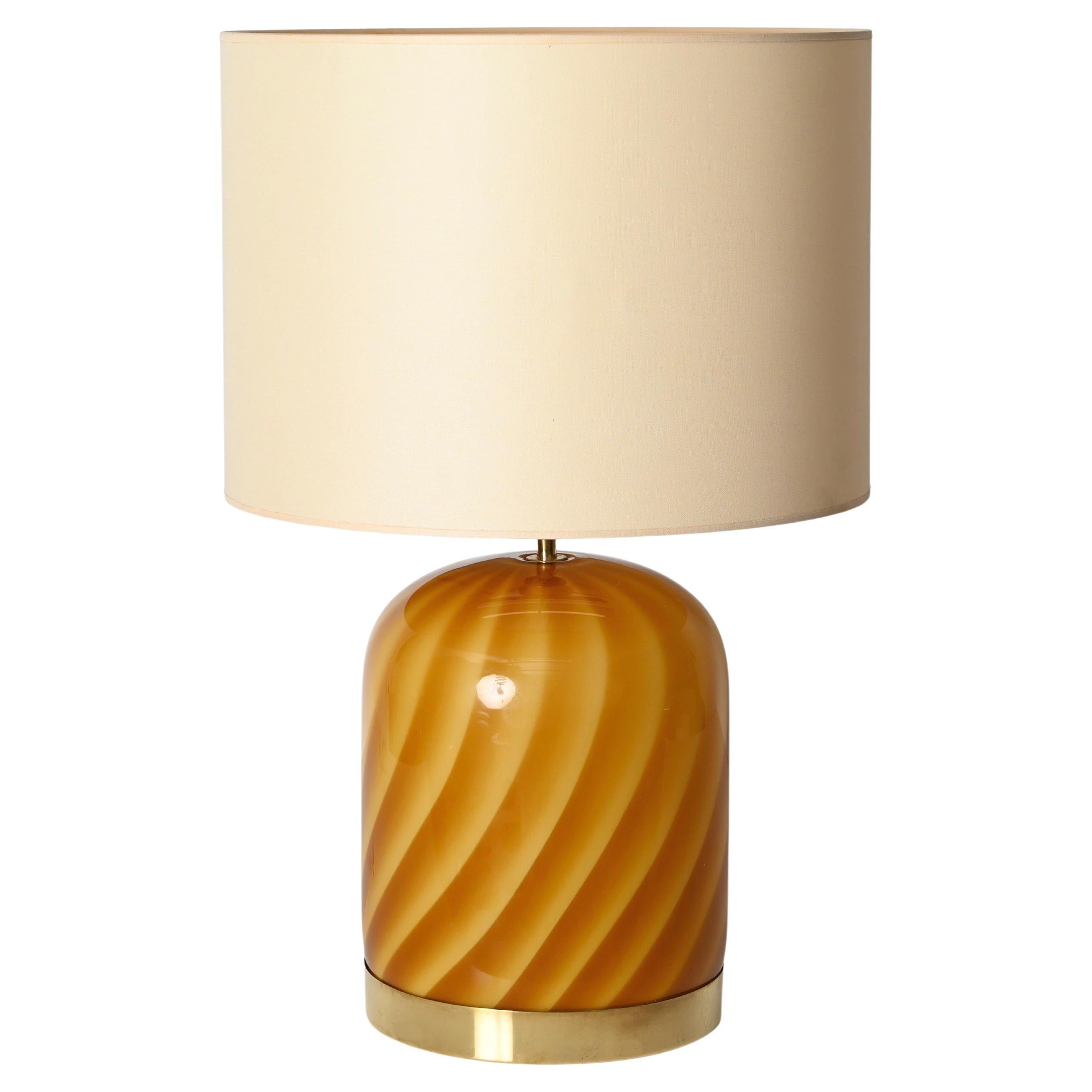 Tommaso Barbi Mid-Century "Sun" Glass and Brass Table Lamp, Italy 1960s