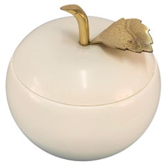 Vintage Tommaso Barbi Midcentury Apple Shaped Enameled Brass Italian Ice Bucket, 1970s