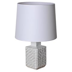 Tommaso Barbi Midcentury Glazed White Ceramic Italian Table Lamp, 1970s