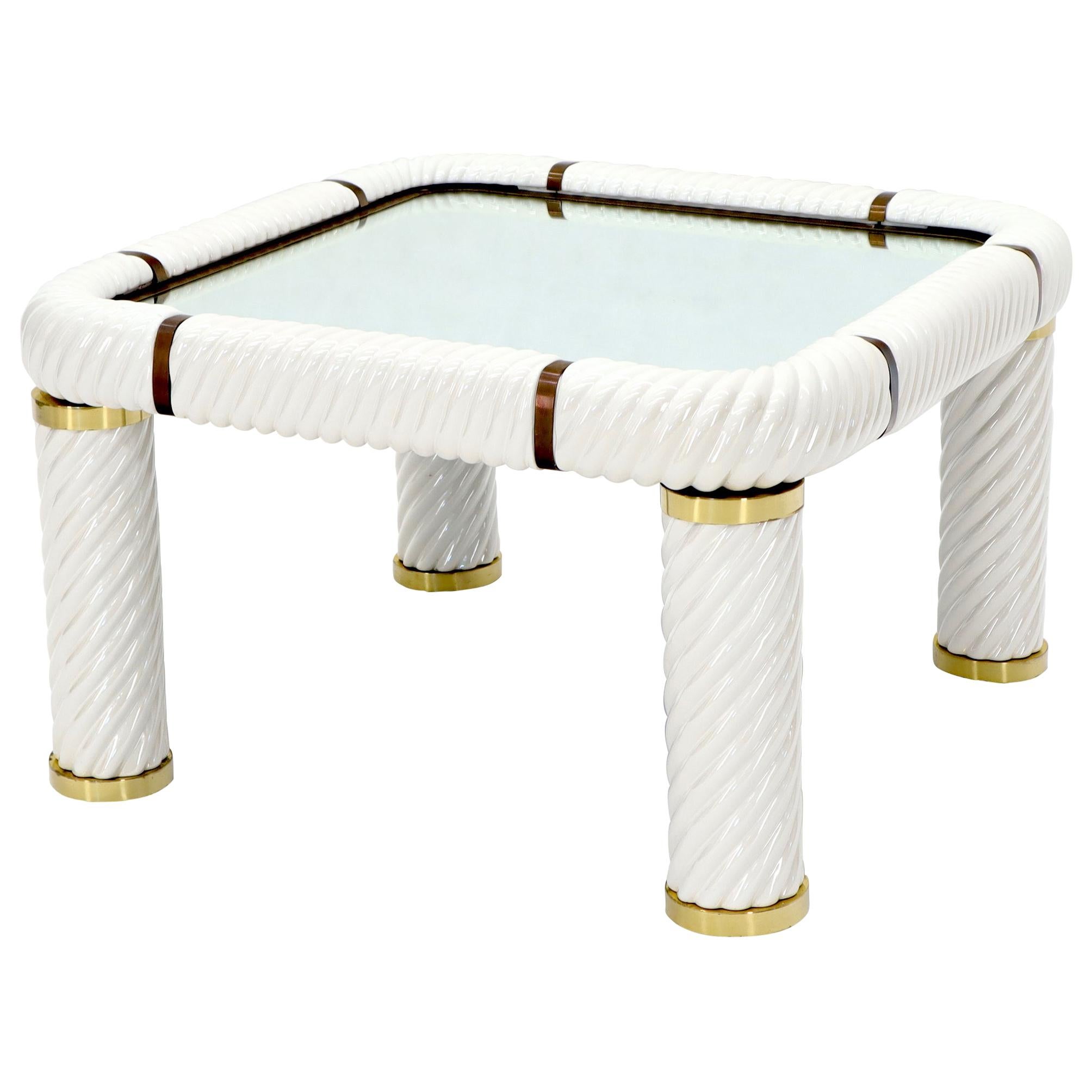 Tommaso Barbi Midcentury Italian Modern Porcelain Square Coffee Side Table 
