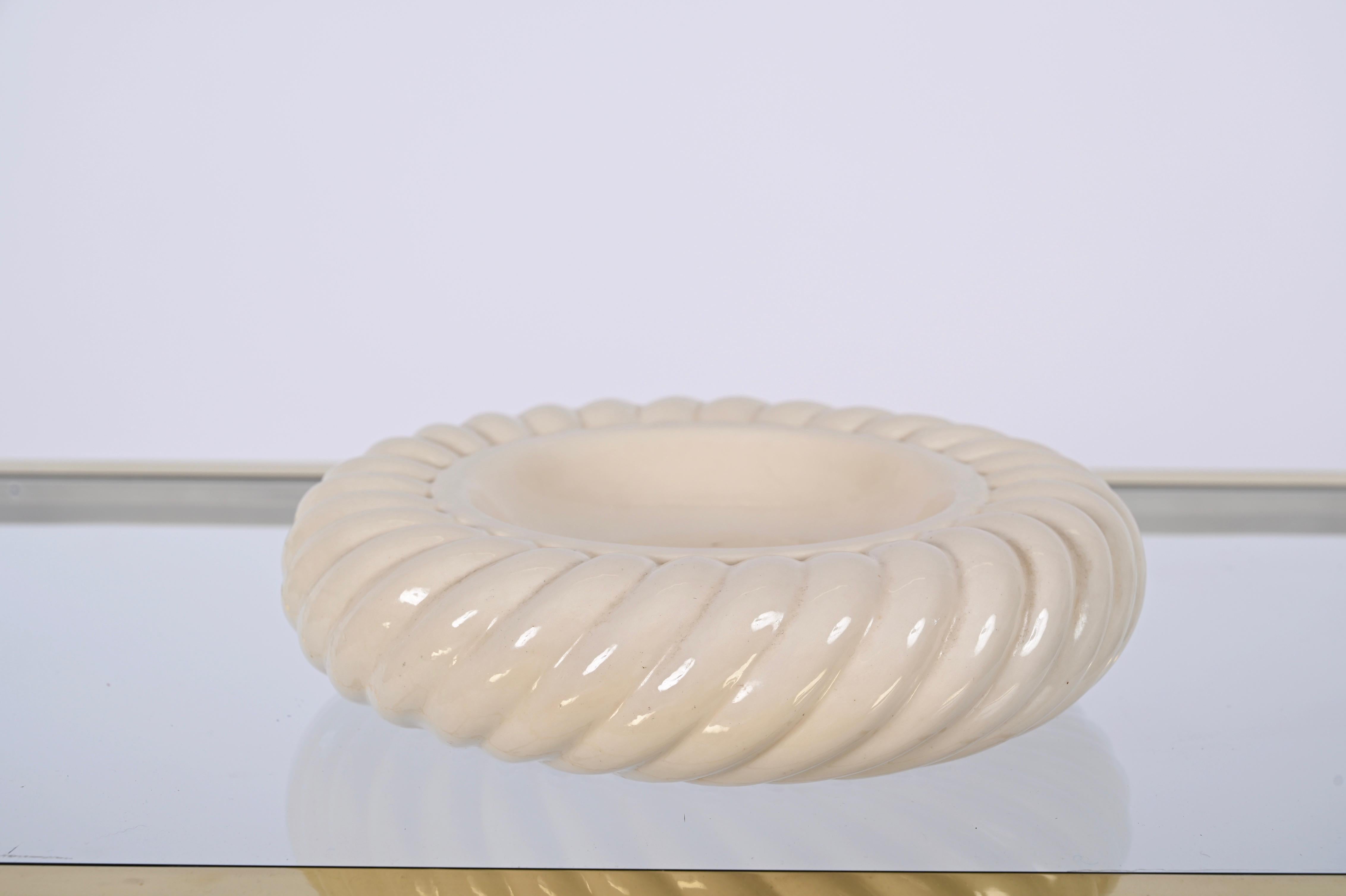 Tommaso Barbi Midcentury White Ceramic Italian Ashtrays, 1960s For Sale 9