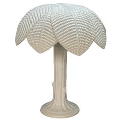 Tommaso Barbi Midcentury White Glazed Ceramic "Palma" Italian Table Lamp, 1970