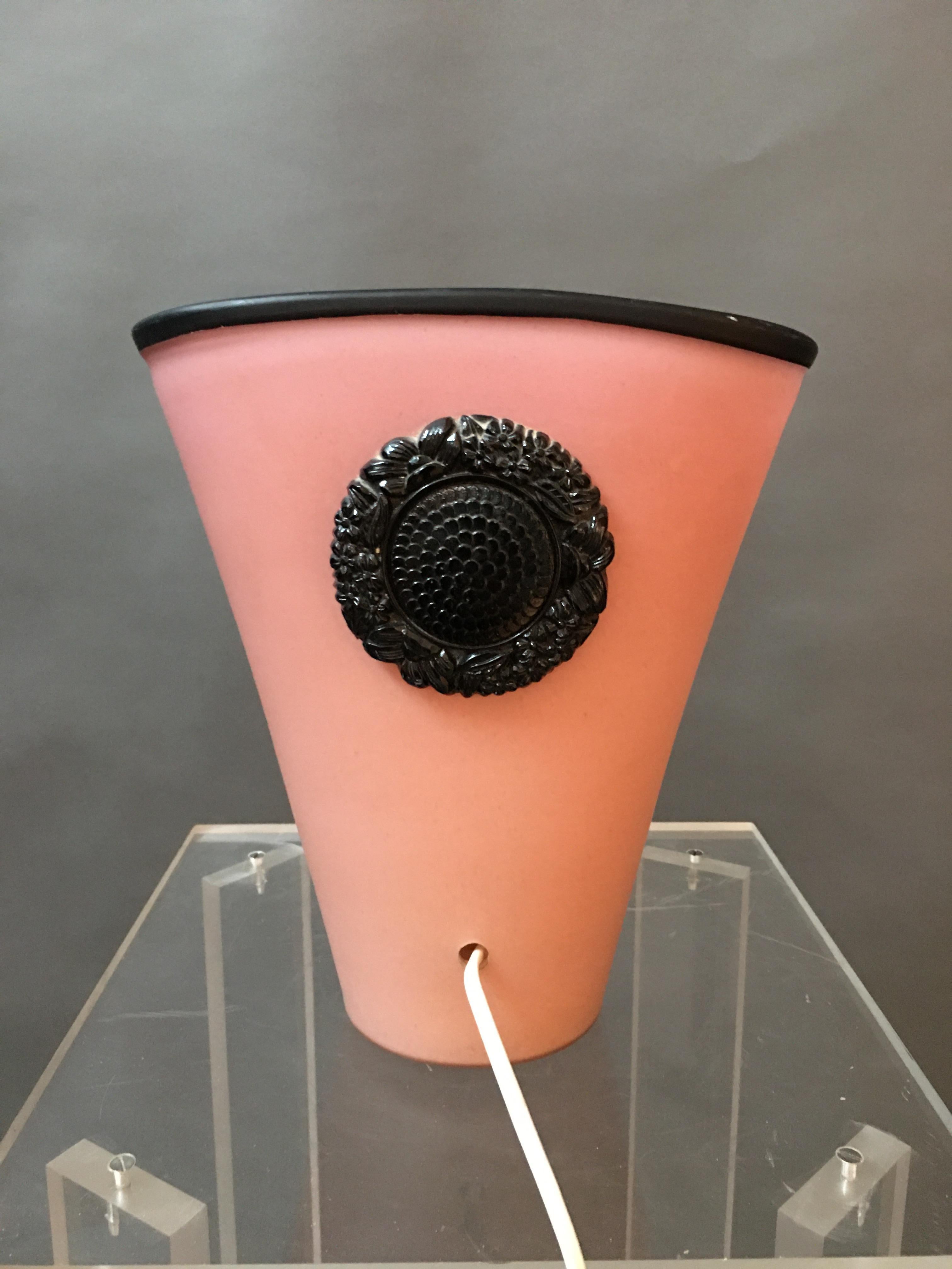 Moderne rosa und schwarze italienische Glaslampe von Tommaso Barbi im Angebot 2