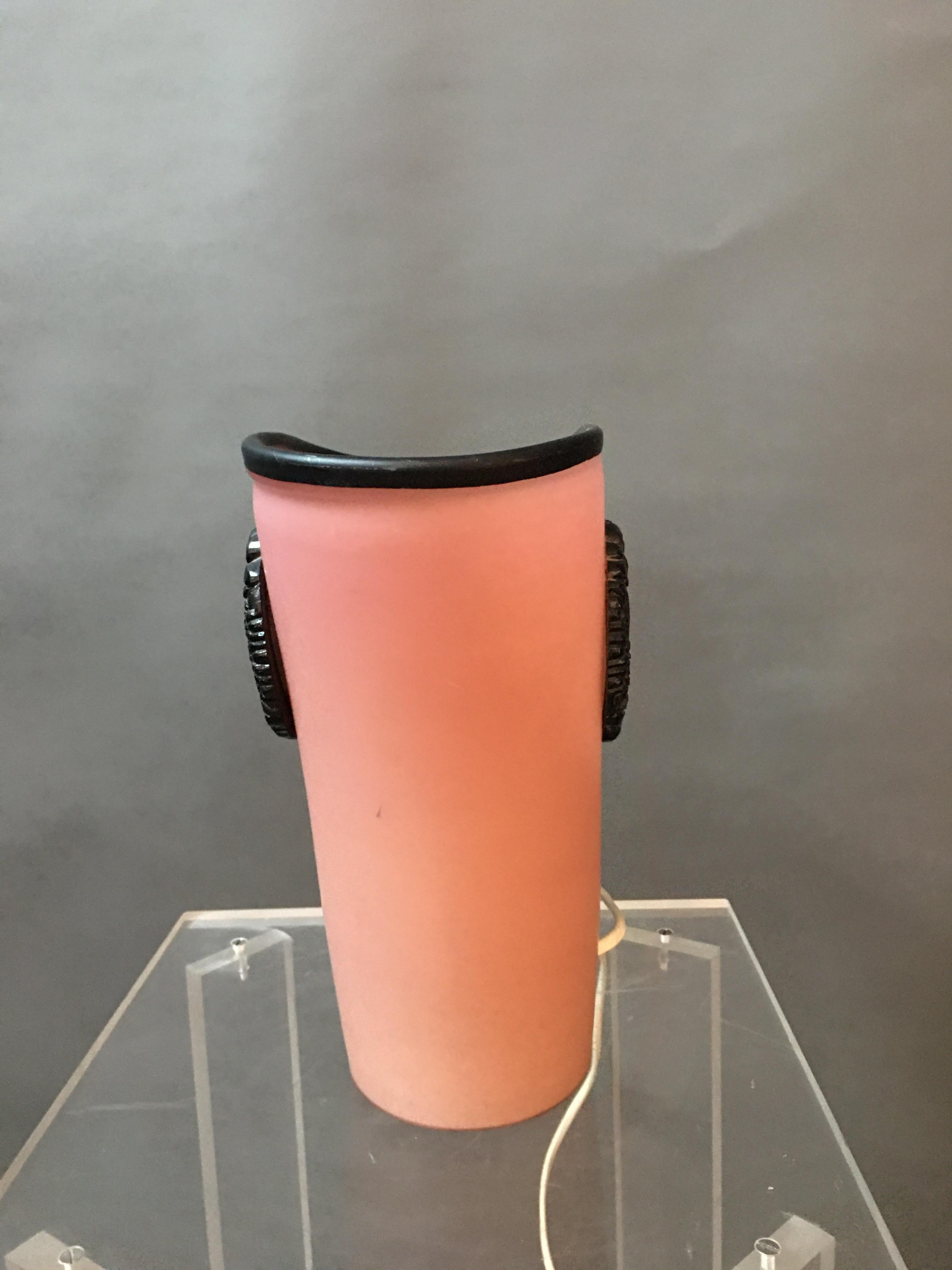 Tommaso Barbi Modern Pink and Black Italian Glass Lamp For Sale 4