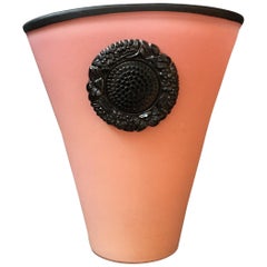 Vintage Tommaso Barbi Modern Pink and Black Italian Glass Lamp