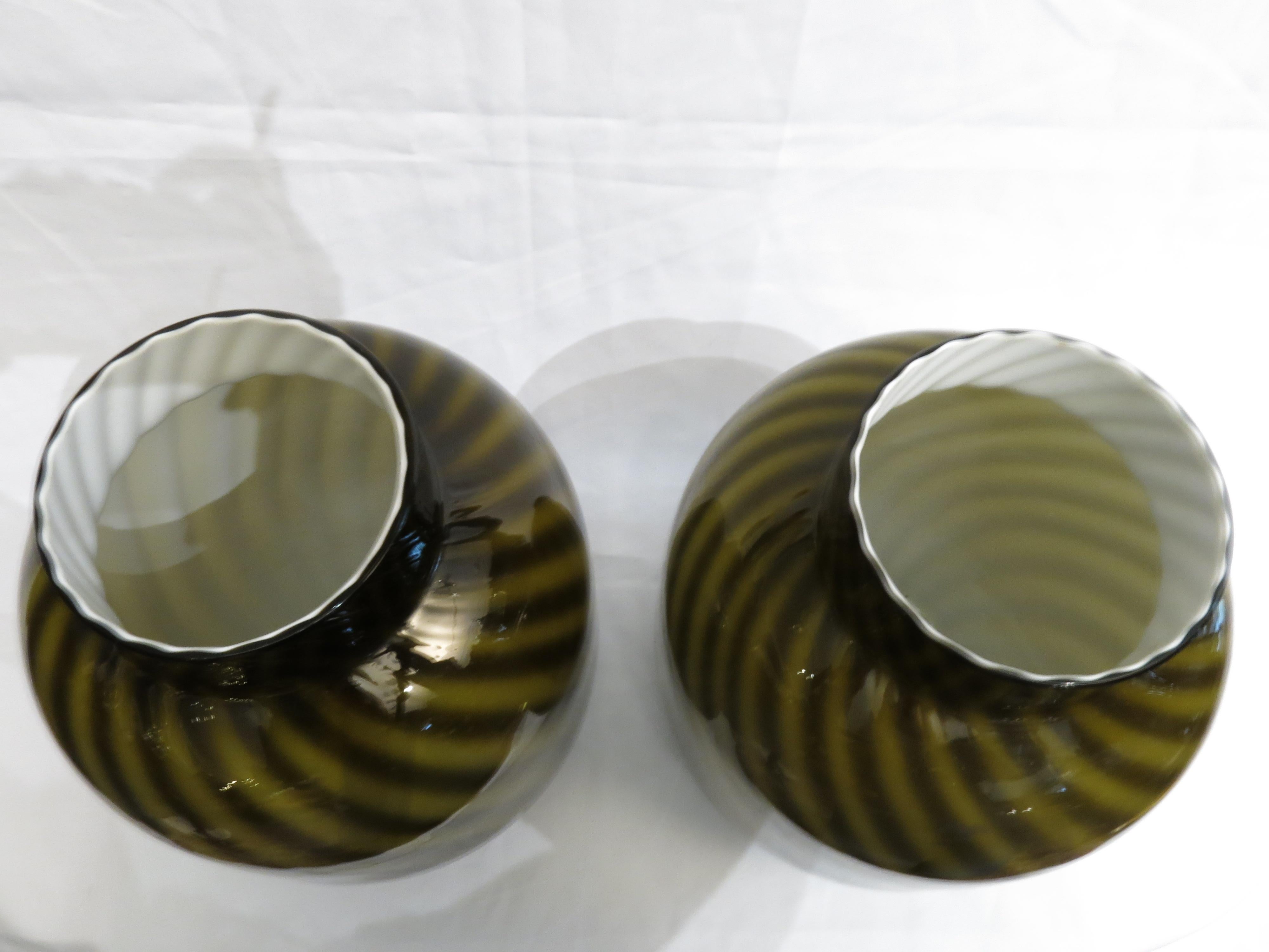 Glass Tommaso Barbi Murano Vintage Pair of Vases, Italy, 1970s